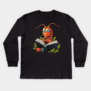 Prawn Reads Book Kids Long Sleeve T-Shirt